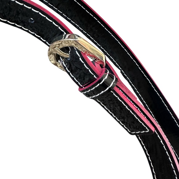 ARCADIA Crossbody Purse & Wallet Set Textured Design Black Patent Leather - Picture 4 of 16